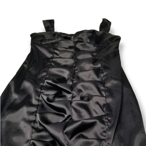 Vintage Ruby Rox Black Satin Bodycon Mini Dress With Ruched Center Goth Witch - Picture 6 of 10